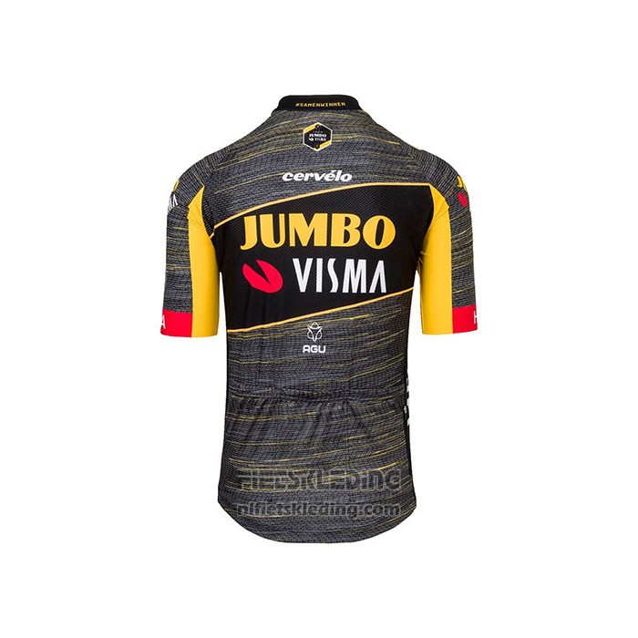 2021 Fietskleding Jumbo Visma Zwart Geel Korte Mouwen en Koersbroek